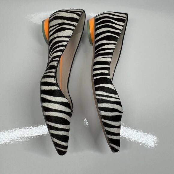 Sophia Webster Loca Zebra Printed Calf Hair Flats Size 37 baddie  retro boho - Picture 11 of 14
